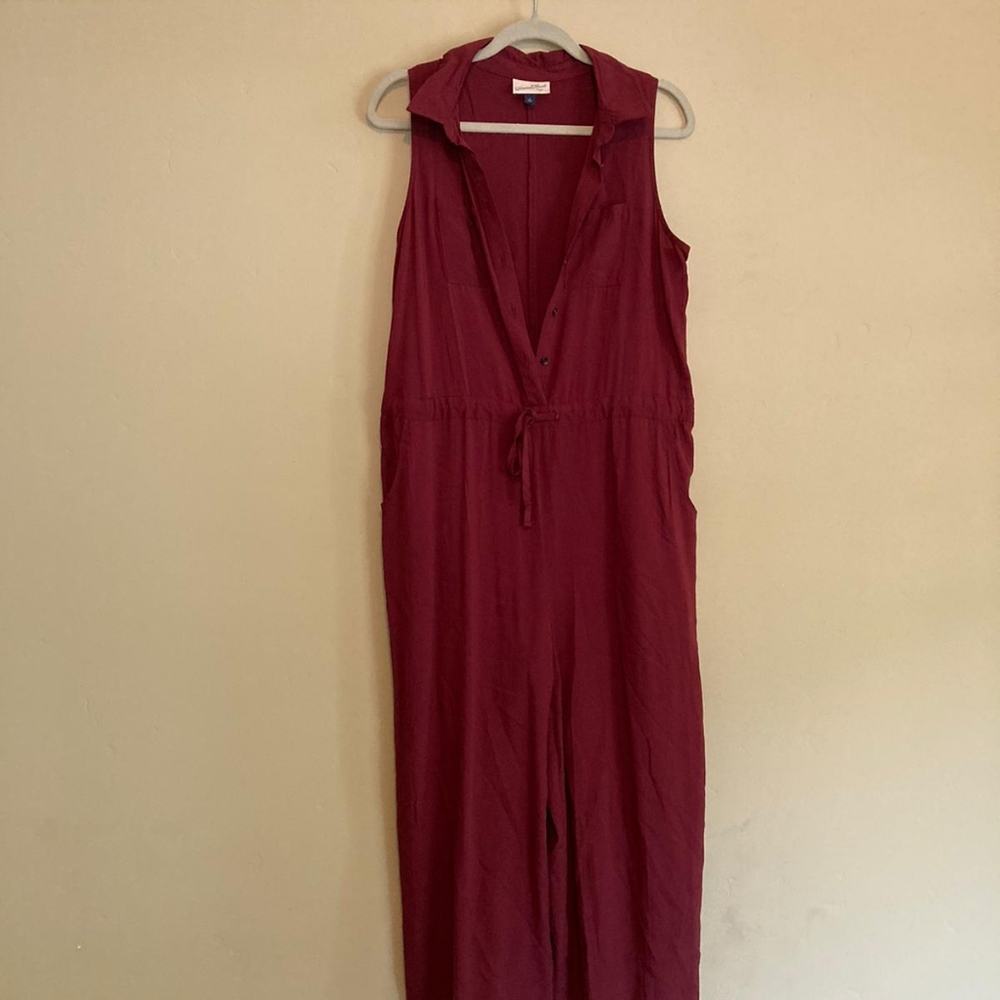Universal Threas Burgundy Button Down Jumpsuit